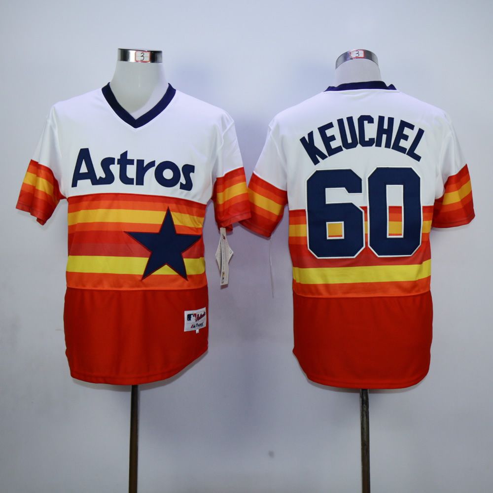 Men Houston Astros #60 Keuchel Oragne Throwback MLB Jerseys->houston astros->MLB Jersey